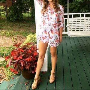 Floral Lace-Up Romper